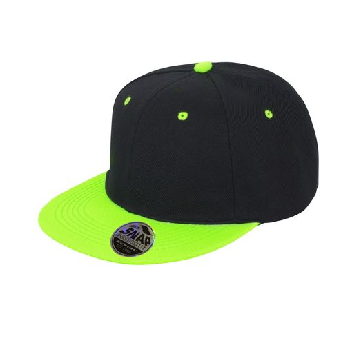 Result Core Bronx Original Flat Peak Snap Back Dual Colour Cap Black/Lime Green
