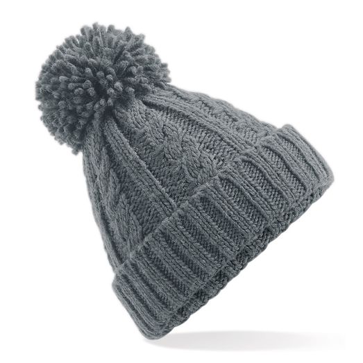Beechfield  Cable Knit Melange Beanie Light Grey