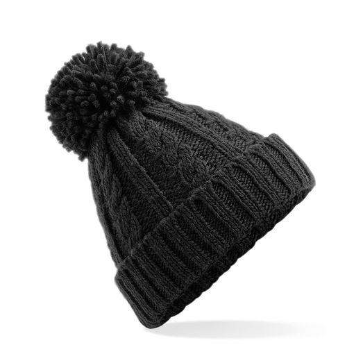 Beechfield  Cable Knit Melange Beanie Black