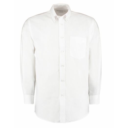 Kustom Kit Classic Fit Long Sleeve Workwear Oxford Shirt White