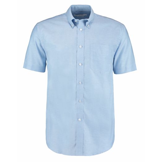 Kustom Kit Classic Fit Short Sleeve Workwear Oxford Shirt Light Blue