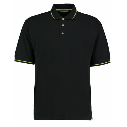 Kustom Kit Classic Fit St.Mellion Polo Black/Lime