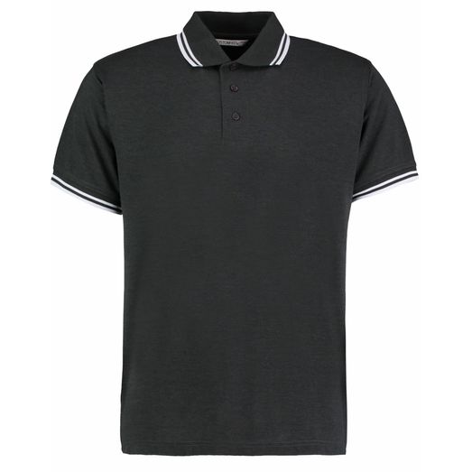 Kustom Kit Classic Fit Tipped Collar Polo Graphite/ White