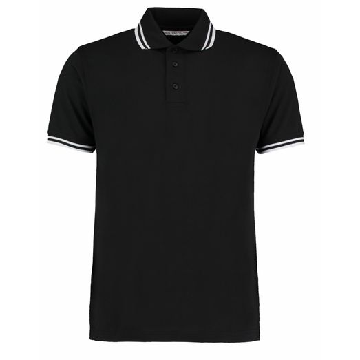 Kustom Kit Classic Fit Tipped Collar Polo Black/White