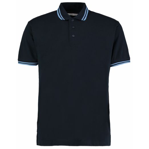 Kustom Kit Classic Fit Tipped Collar Polo Navy/Light Blue