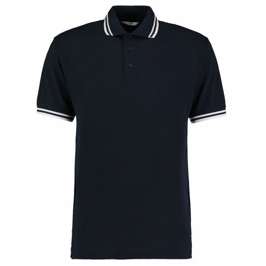 Kustom Kit Classic Fit Tipped Collar Polo Navy/White