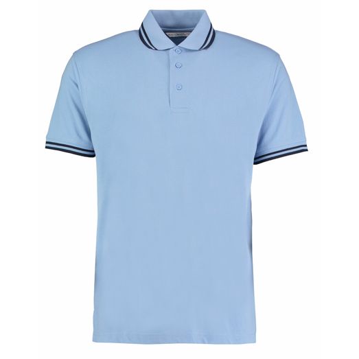 Kustom Kit Classic Fit Tipped Collar Polo Light Blue/Navy