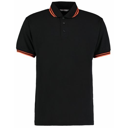 Kustom Kit Classic Fit Tipped Collar Polo Black/Orange