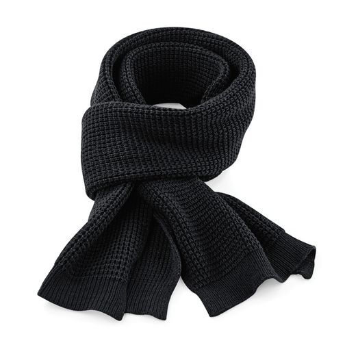 Beechfield  Classic Waffle Knit Scarf Black