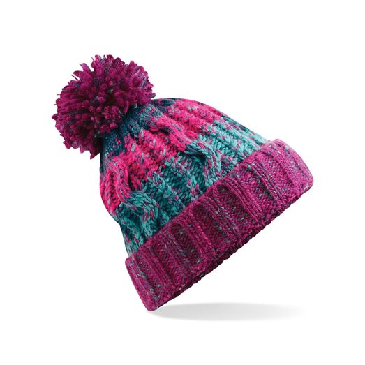 Beechfield  Corkscrew Pom Pom Beanie Winter Berries