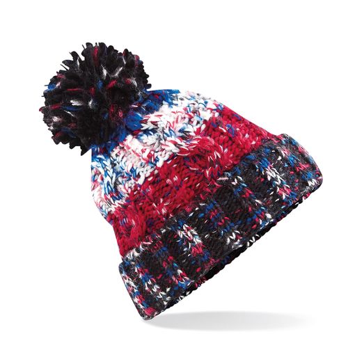 Beechfield  Corkscrew Pom Pom Beanie Black Jacks