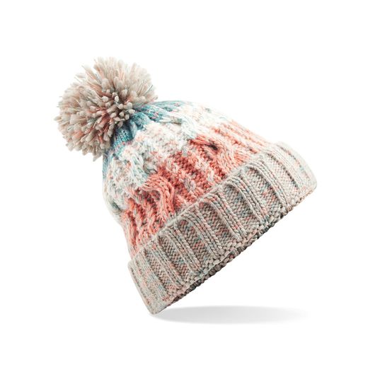 Beechfield  Corkscrew Pom Pom Beanie Milkshake Mix