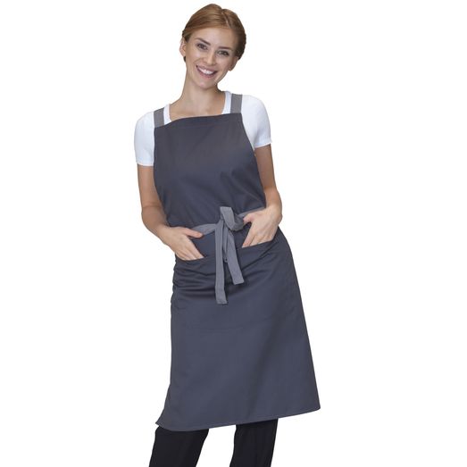Dennys Cross Back Bib Apron_x000D_ Storm Grey