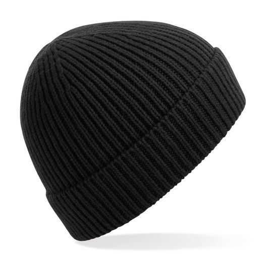 Beechfield  Engineered Knit Ribbed Beanie Black