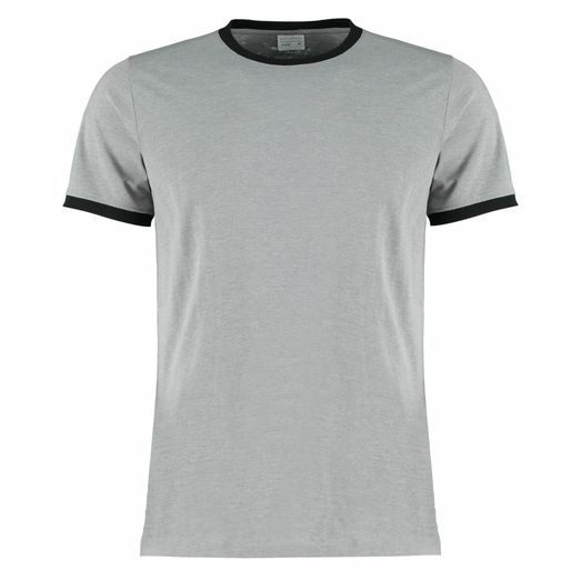 Kustom Kit Fashion Fit Ringer Tee Light Grey Marl/ Black