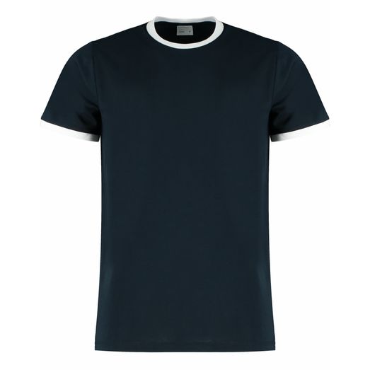 Kustom Kit Fashion Fit Ringer Tee Navy/White