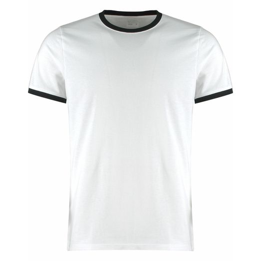 Kustom Kit Fashion Fit Ringer Tee White/Black