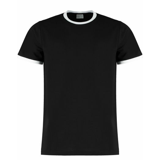 Kustom Kit Fashion Fit Ringer Tee Black/White