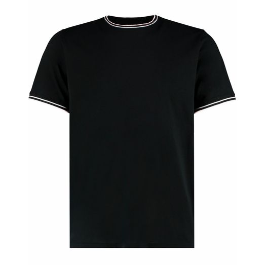 Kustom Kit Fashion Fit Tipped Tee Black/White/Grey