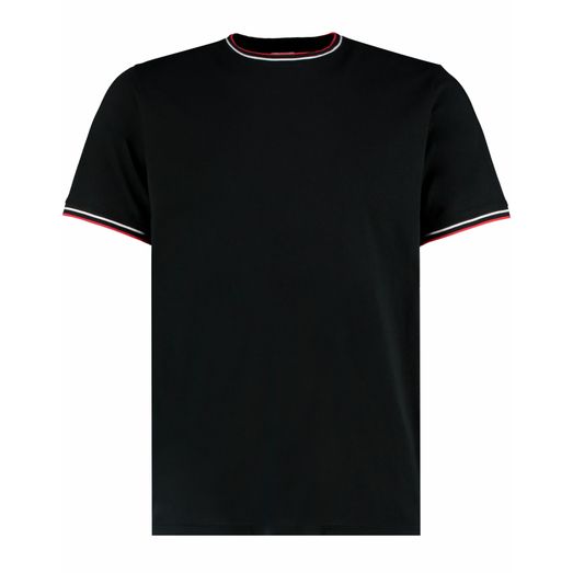 Kustom Kit Fashion Fit Tipped Tee Black/White/Red