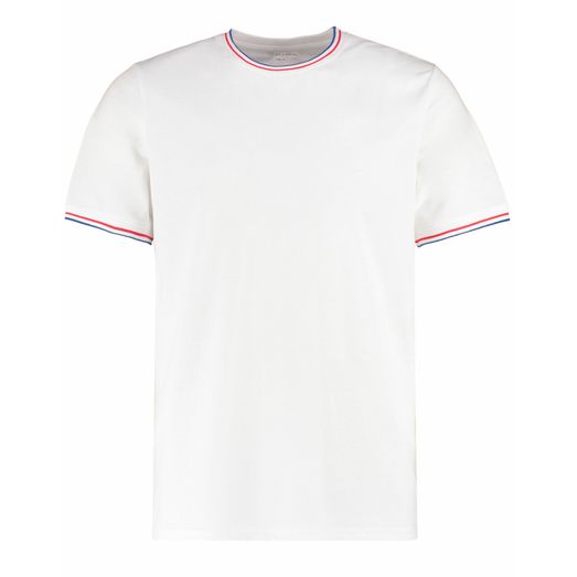 Kustom Kit Fashion Fit Tipped Tee White/ Red/ Royal