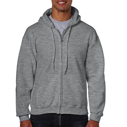 Gildan Heavy Blend Adult Full Zip Hooded Sweatshirt Graphite Heather