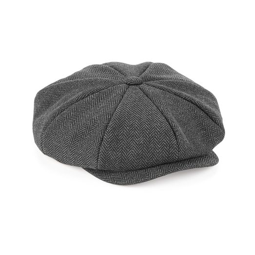 Beechfield  Heritage Baker Boy Cap Charcoal Herringbone