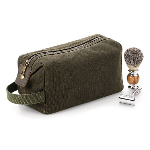 Quadra Heritage Waxed Canvas Wash Bag Olive Green