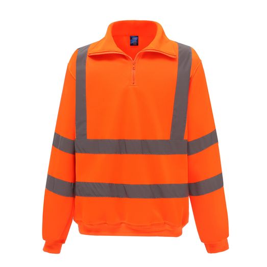 Yoko Hi-Vis 1/4 Zip Sweatshirt Hi Vis Orange