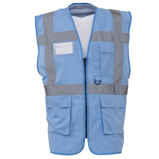 Yoko Hi-Vis Executive Waistcoat Sky Blue