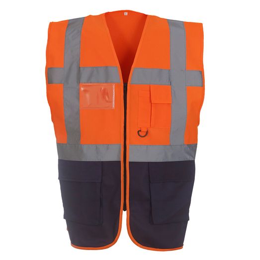 Yoko Hi-Vis Executive Waistcoat Orange/Navy