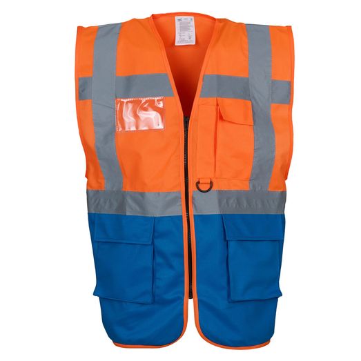 Yoko Hi-Vis Executive Waistcoat Hi Vis Orange/Royal