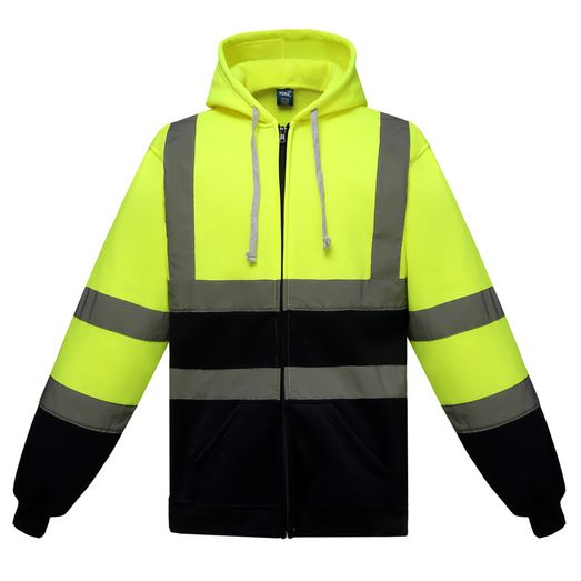 Yoko Hi-Vis Zipped Hoodie Hi-Vis Yellow/Navy
