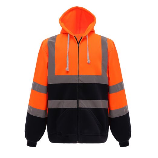 Yoko Hi-Vis Zipped Hoodie Hi Vis Orange/Navy