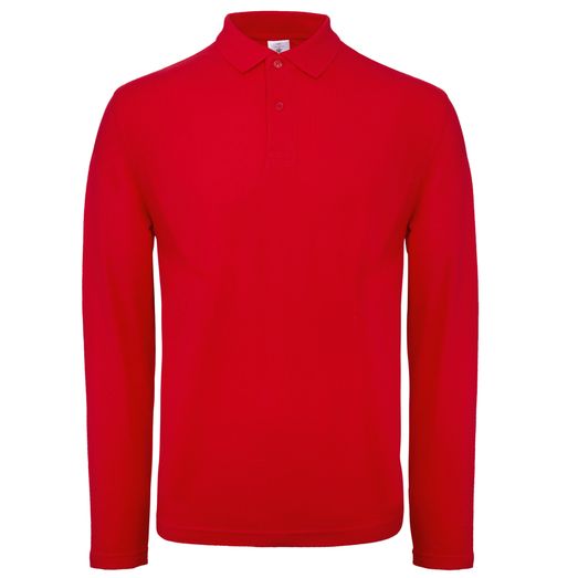 B&amp;C ID.001 Men's Long Sleeve Polo Red
