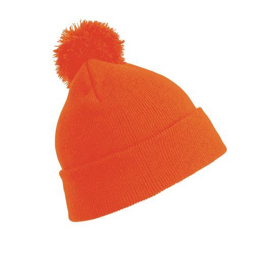 Result Winter Essentials Junior Pom Pom Beanie Fluoresent Orange