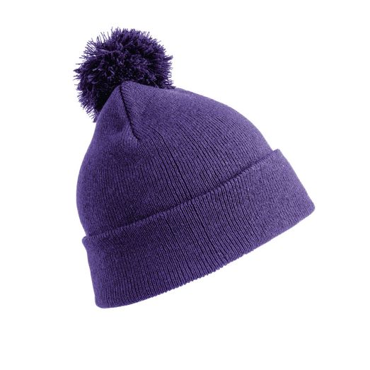 Result Winter Essentials Junior Pom Pom Beanie Purple