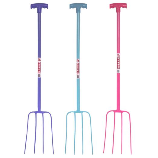 Faulks &amp; Cox Tubular 4 Prong Manure Fork T Grip - Various Colours