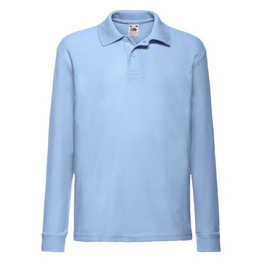 Fruit Of The Loom Kid's 65/35 L/Sleeve Polo Sky Blue