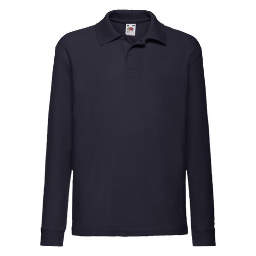 Fruit Of The Loom Kid's 65/35 L/Sleeve Polo Deep Navy