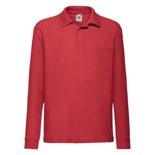 Fruit Of The Loom Kid's 65/35 L/Sleeve Polo Red