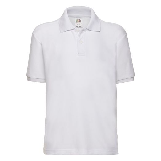 Fruit Of The Loom Kid's 65/35 Polo White