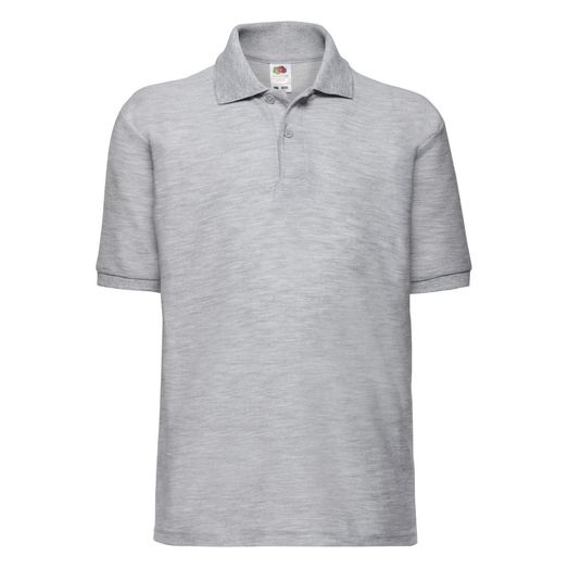 Fruit Of The Loom Kid's 65/35 Polo Heather Grey