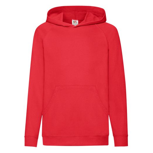 Fruit Of The Loom Kid's Lightweight Hooded Sweat Red