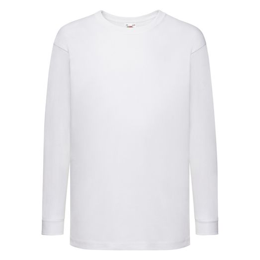 Fruit Of The Loom Kid's Valueweight Long Sleeve T-Shirt White