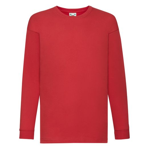 Fruit Of The Loom Kid's Valueweight Long Sleeve T-Shirt Red