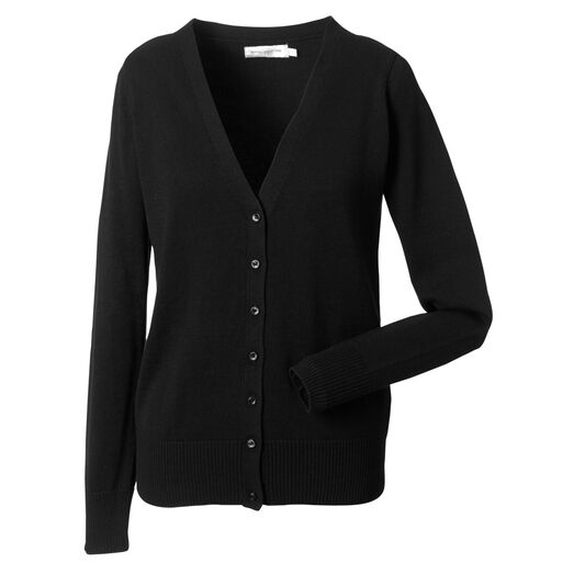Russell Collection Ladies'  V-Neck Knitted Cardigan Black