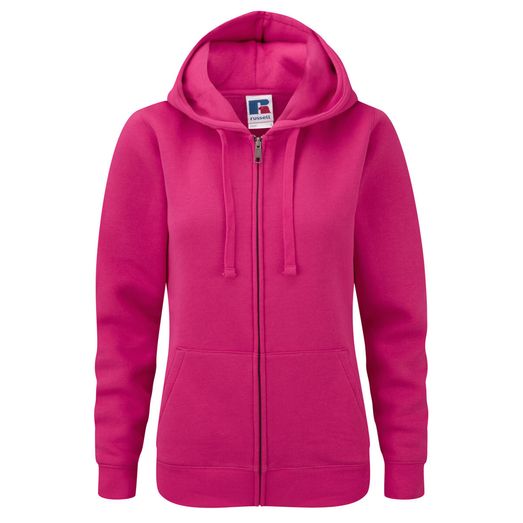 Russell Ladies' Authentic Zipped Hood Fuchsia