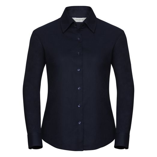 Russell Collection Ladies' Long Sleeve Easy Care Oxford Shirt Bright Navy