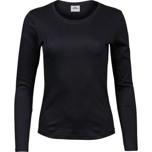 Tee Jays Ladies' Long Sleeve Interlock Tee Black